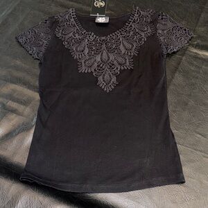 Top with Elegant Black Lace Detail, size S, NWT